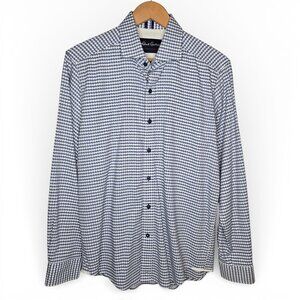 Robert Graham Chunky Jacquard Pattern Shirt Men Striped Flip Cuff Dressy M